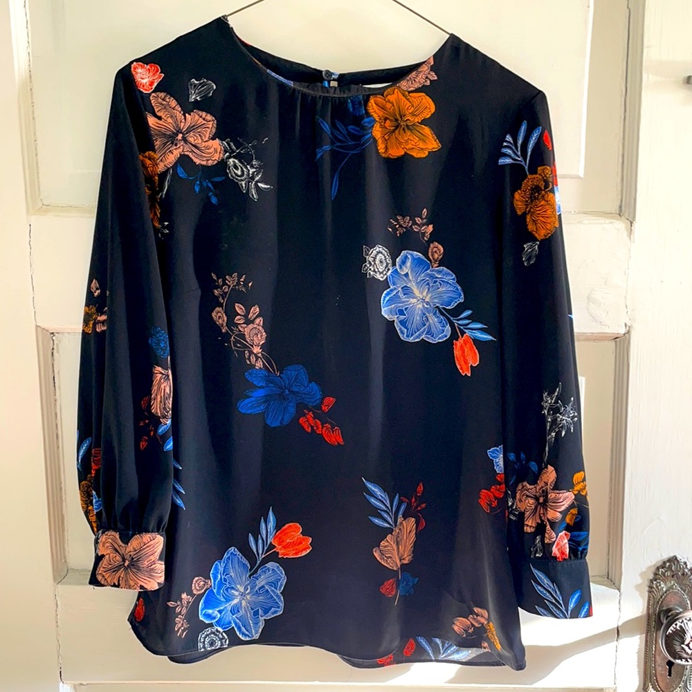 Black Floral Blouse from Europe